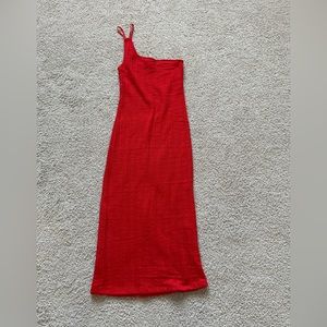 Zara One shoulder summer red midi dress